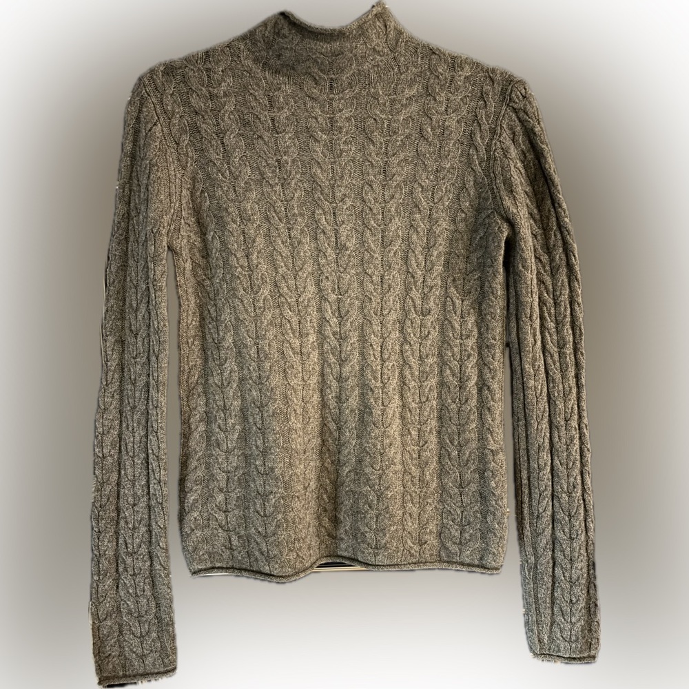 Theory - Cable Mock Neck Cashmere Sweater (S)